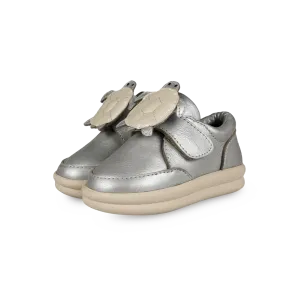 Nellu Sneakers | Shimmer Turtle | Silver Grey Metallic Leather