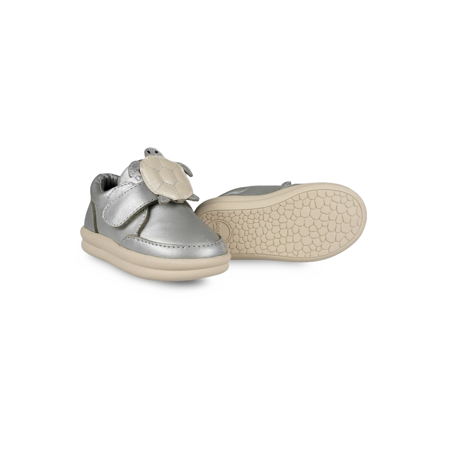 Nellu Sneakers | Shimmer Turtle | Silver Grey Metallic Leather