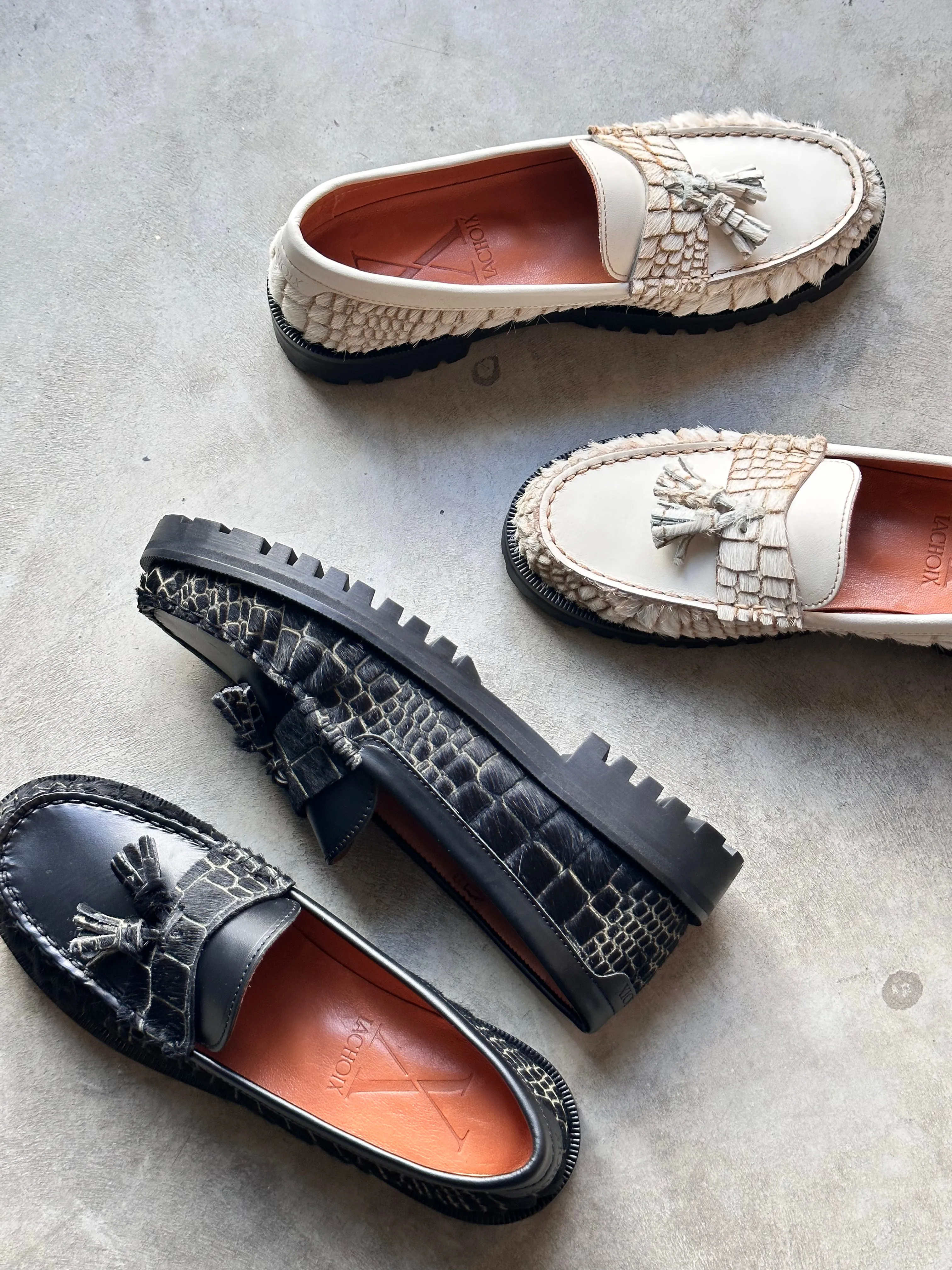 Penny Chunky Loafer Croco Black