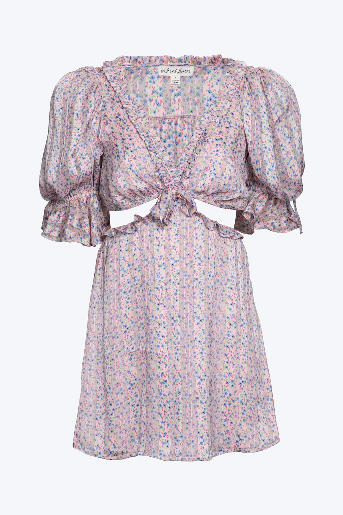 PHOEBE FLORAL-PRINT CUTOUT SATIN CHIFFON MINI DRESS