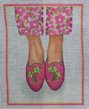 PL-475 Here’s Looking At Shoe - Needlepoint Palm Tree Loafers