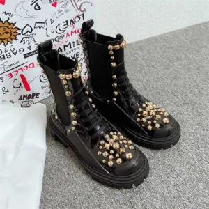 Popular Golden Rivets Ladies Ankle Martin Boots