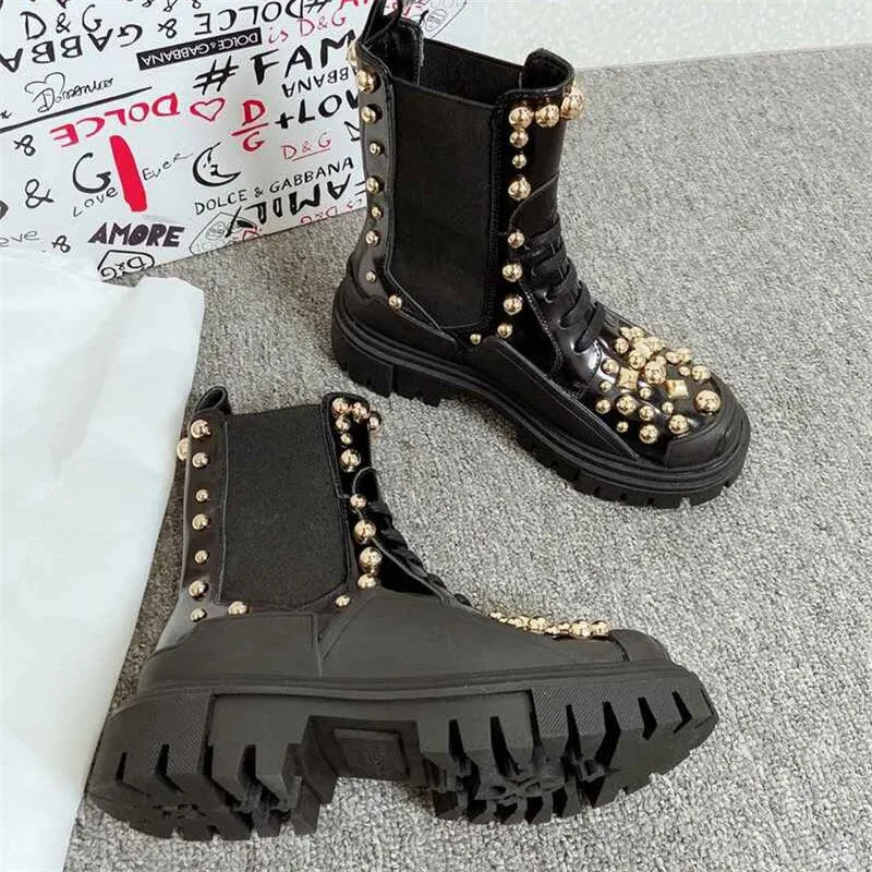 Popular Golden Rivets Ladies Ankle Martin Boots