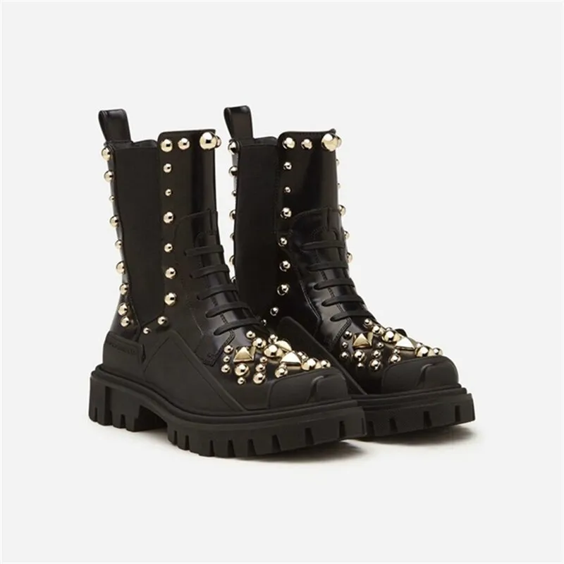 Popular Golden Rivets Ladies Ankle Martin Boots