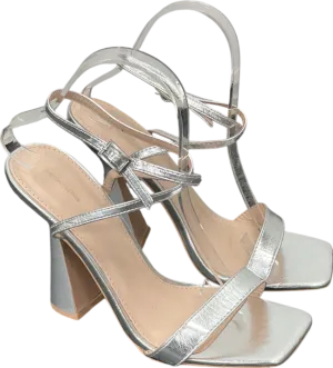 PrettyLittleThing Metallic Square Toe Heeled Sandals UK 8 EU 41 👠
