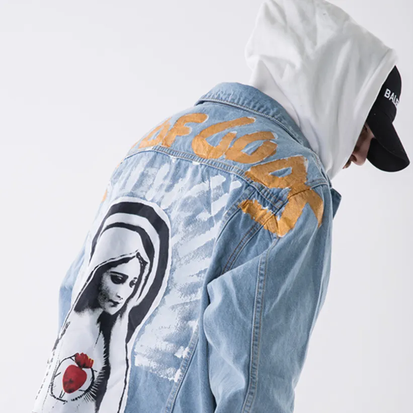 "CITY OF GODS" Veste en Jean bleu Imprimé - URB1™