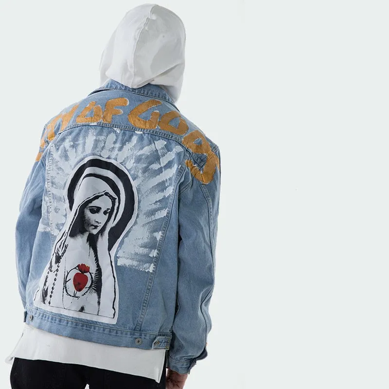 "CITY OF GODS" Veste en Jean bleu Imprimé - URB1™