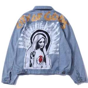 "CITY OF GODS" Veste en Jean bleu Imprimé - URB1™