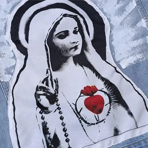 "CITY OF GODS" Veste en Jean bleu Imprimé - URB1™