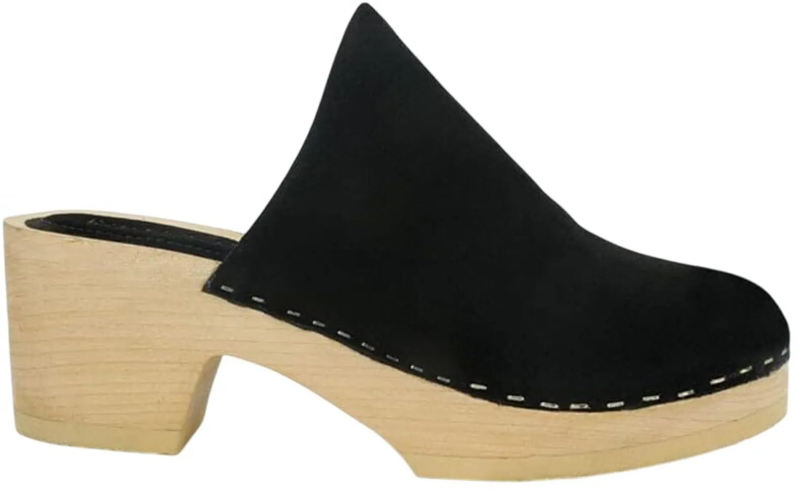 Rag & Co Darcie Suede Wood Clogs RCSH2242BLACK Black 6M