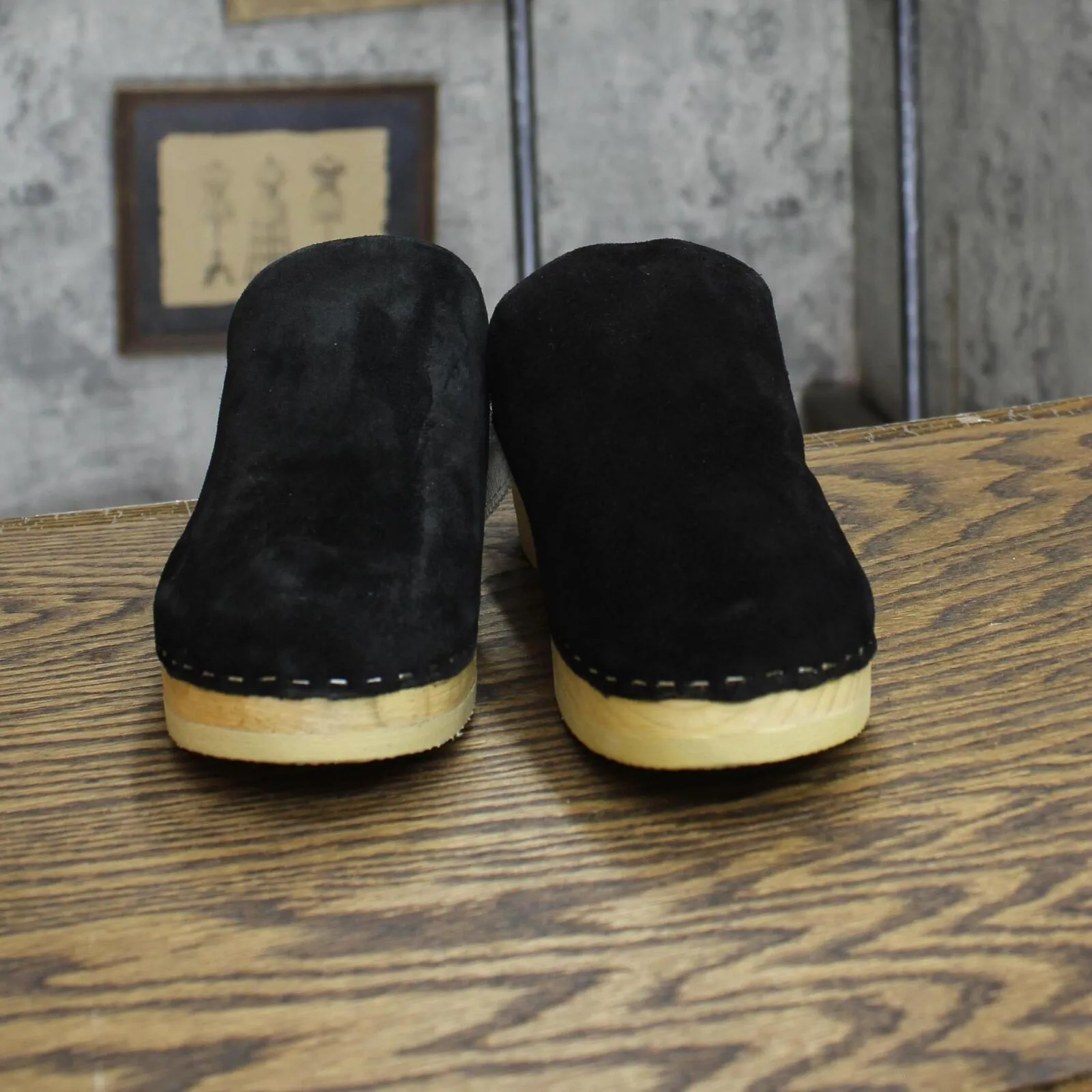 Rag & Co Darcie Suede Wood Clogs RCSH2242BLACK Black 6M