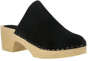 Rag & Co Darcie Suede Wood Clogs RCSH2242BLACK Black 6M