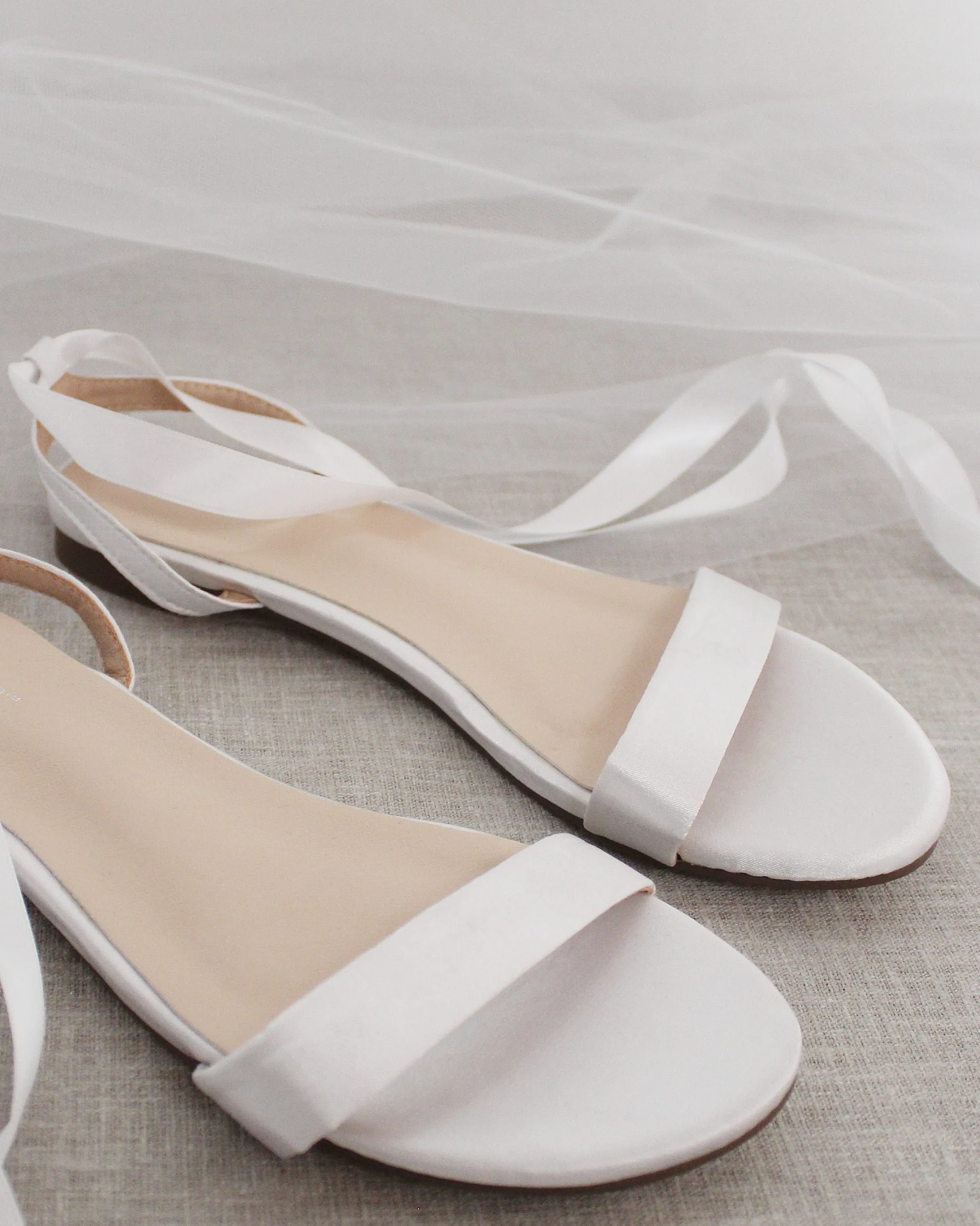 Satin Flat Sandal with Ballerina Lace Up