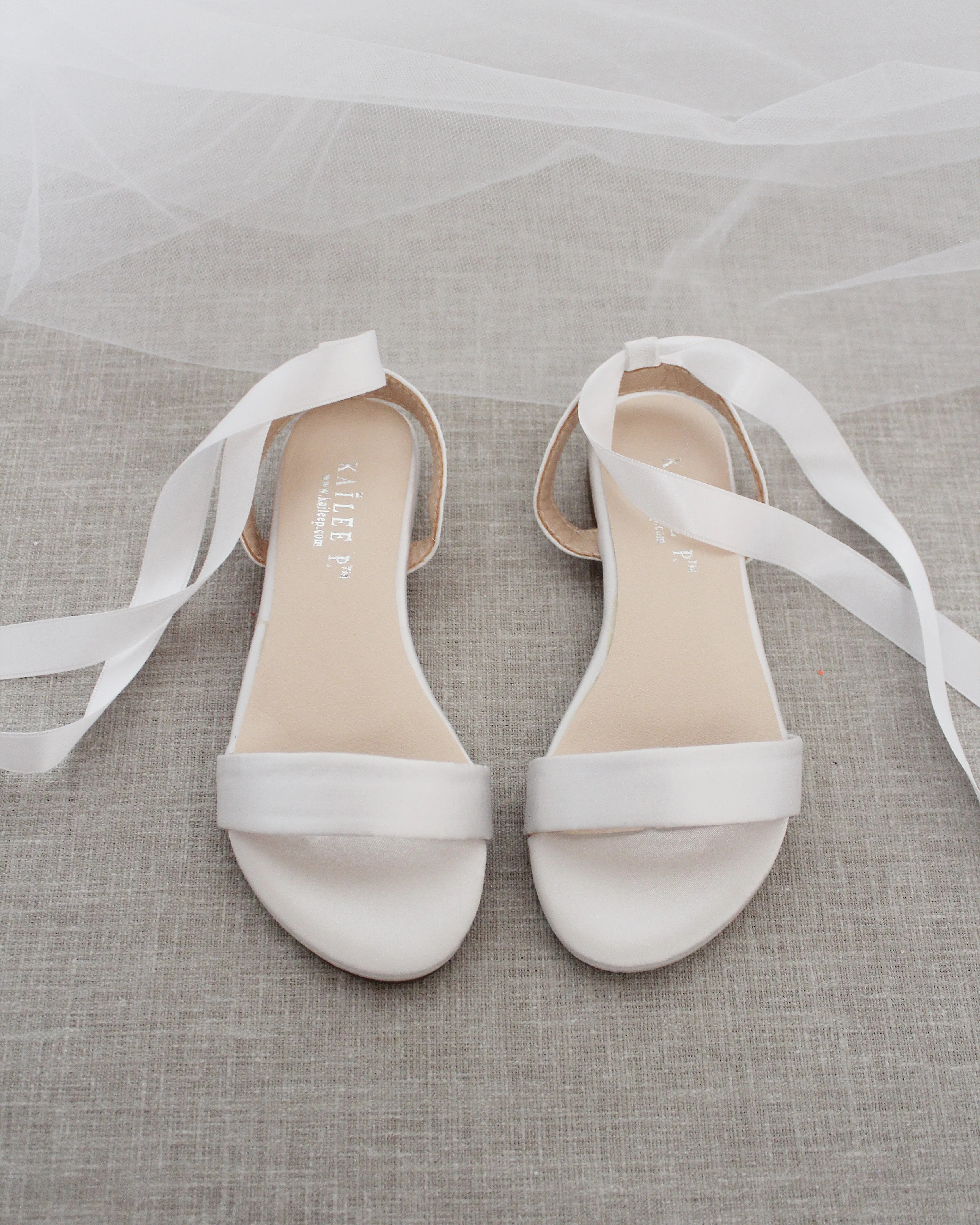 Satin Flat Sandal with Ballerina Lace Up