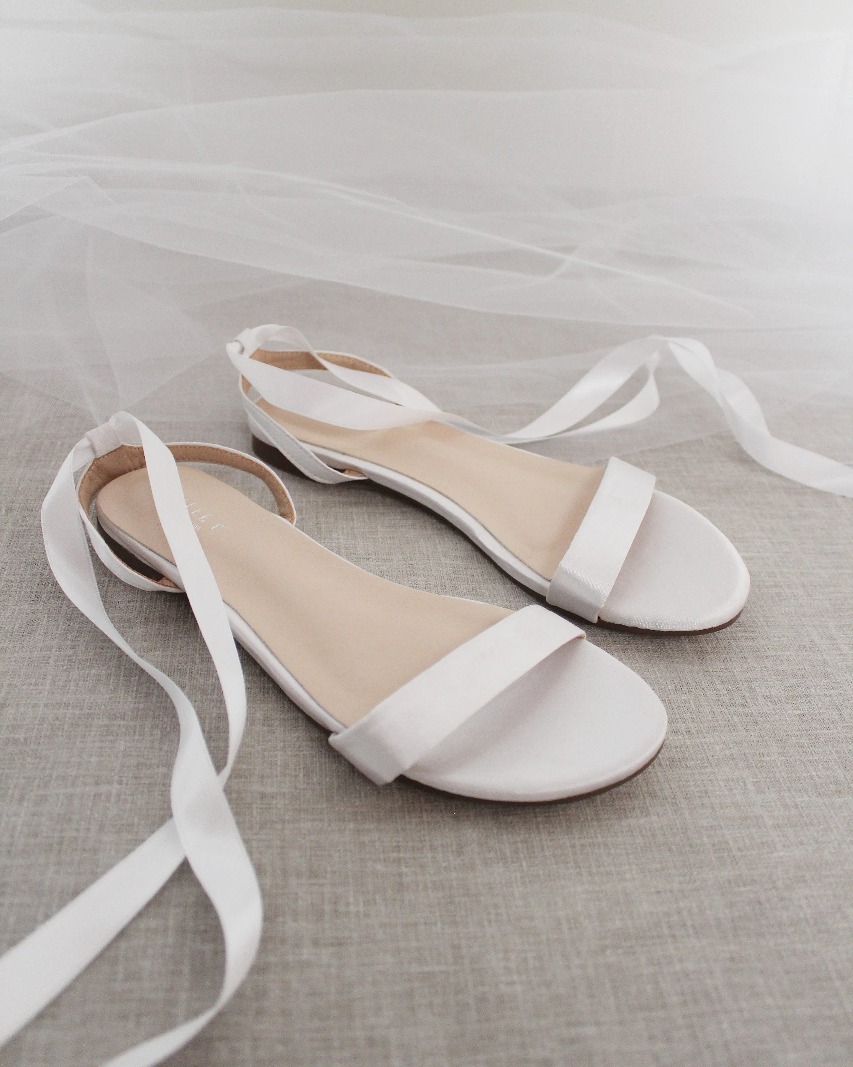 Satin Flat Sandal with Ballerina Lace Up