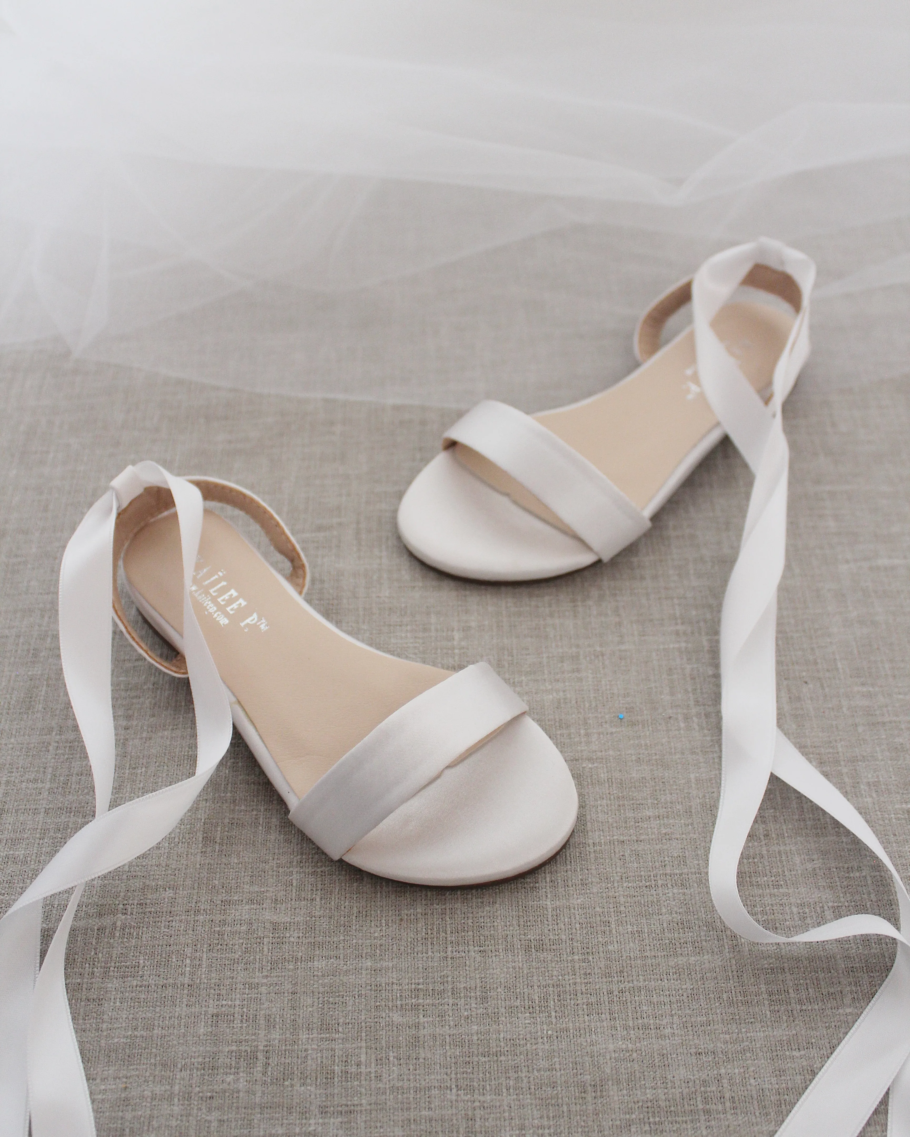 Satin Flat Sandal with Ballerina Lace Up