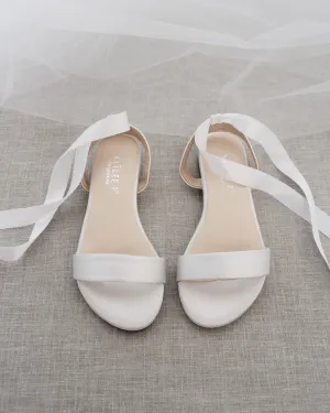 Satin Flat Sandal with Ballerina Lace Up