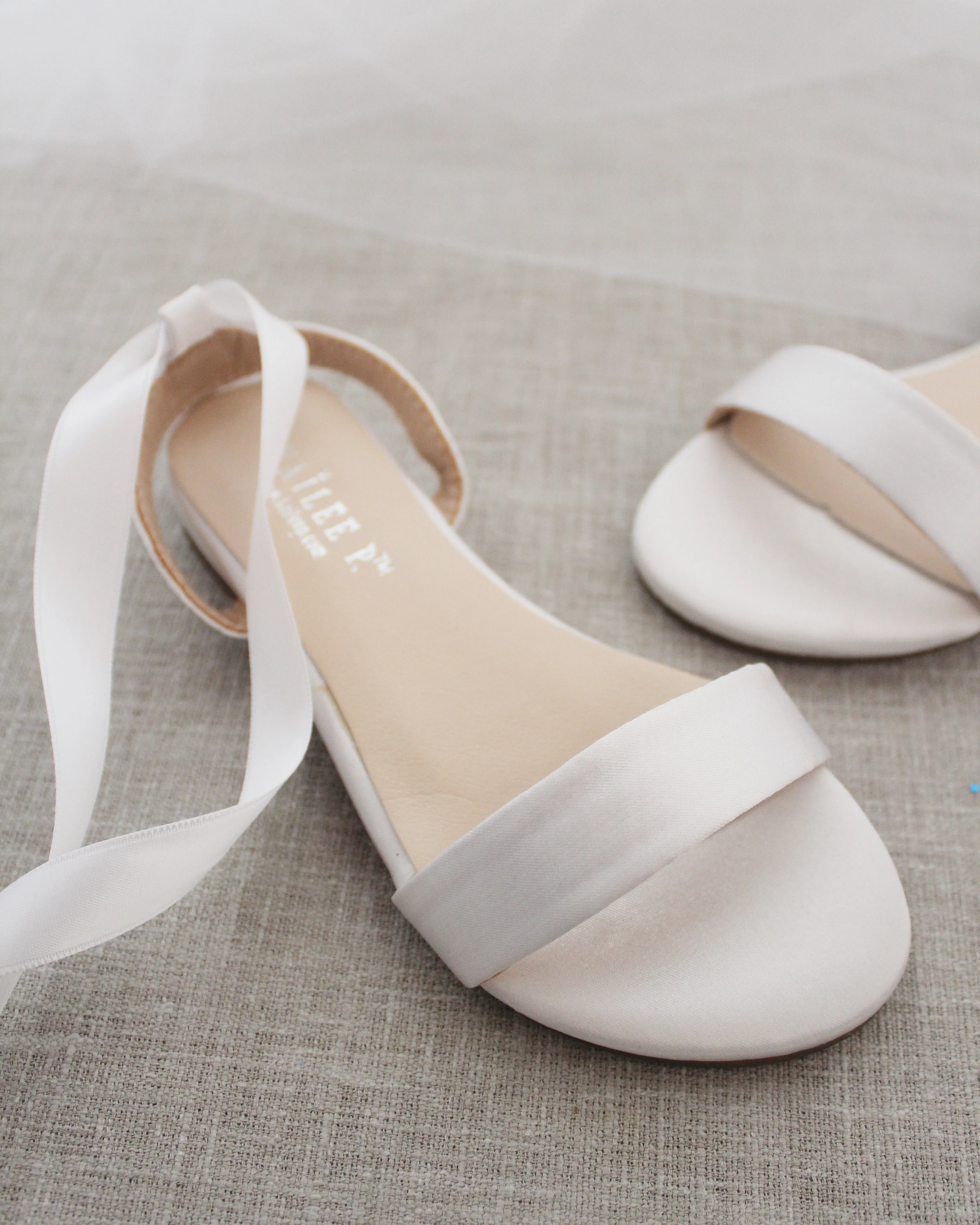 Satin Flat Sandal with Ballerina Lace Up