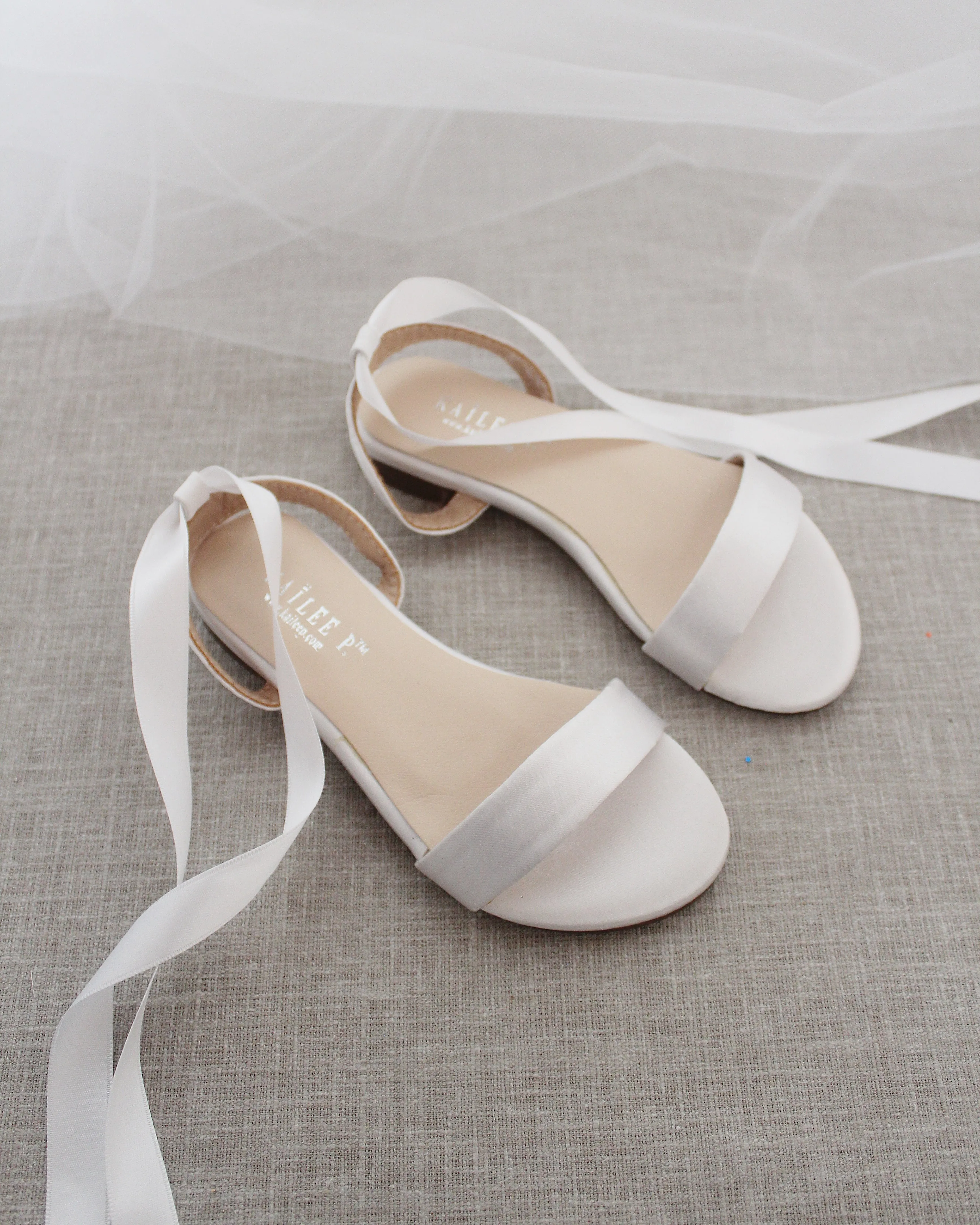 Satin Flat Sandal with Ballerina Lace Up