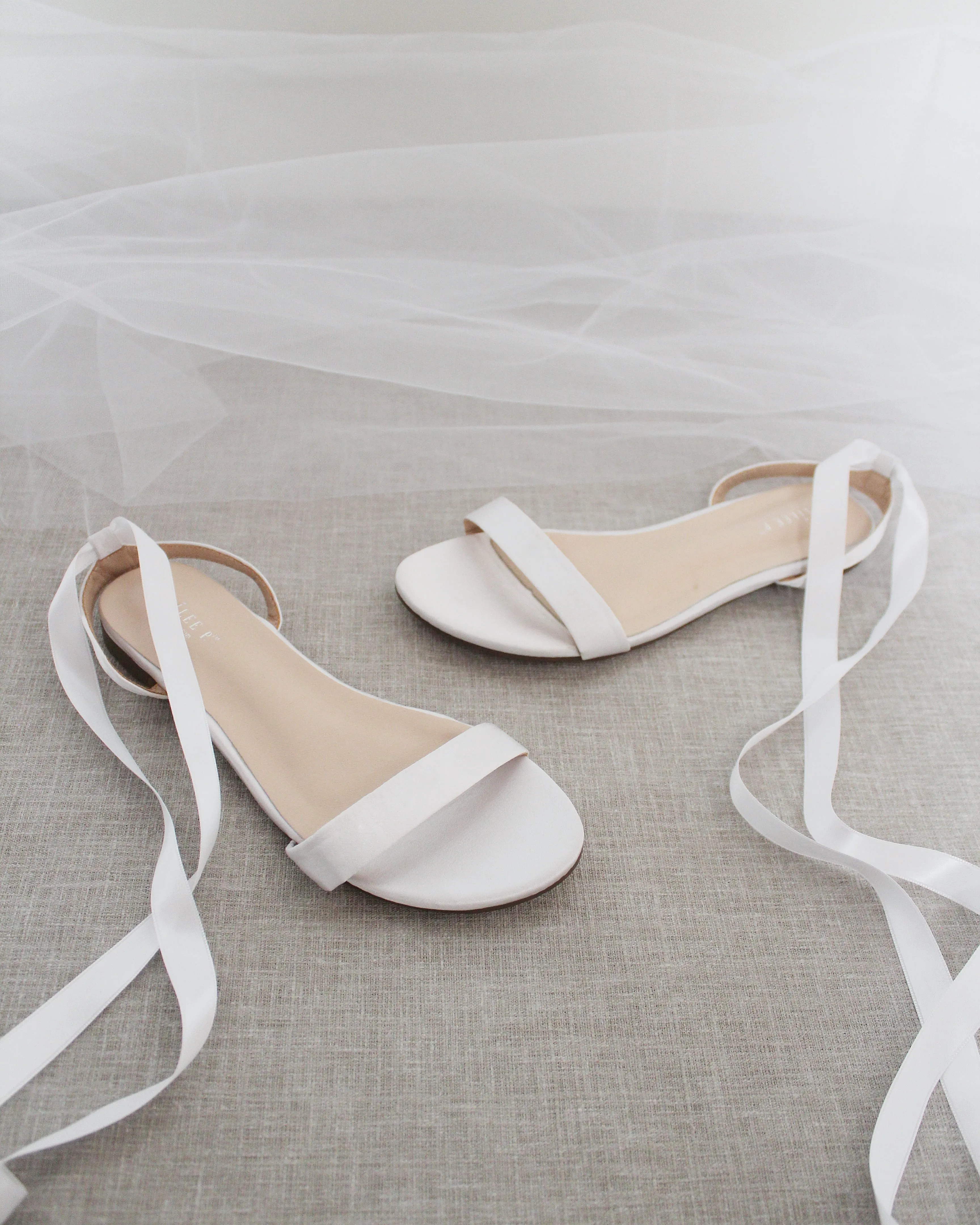 Satin Flat Sandal with Ballerina Lace Up