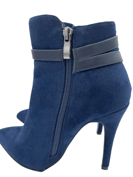 Sergio Bari Blue Faux Suede Ankle Boots