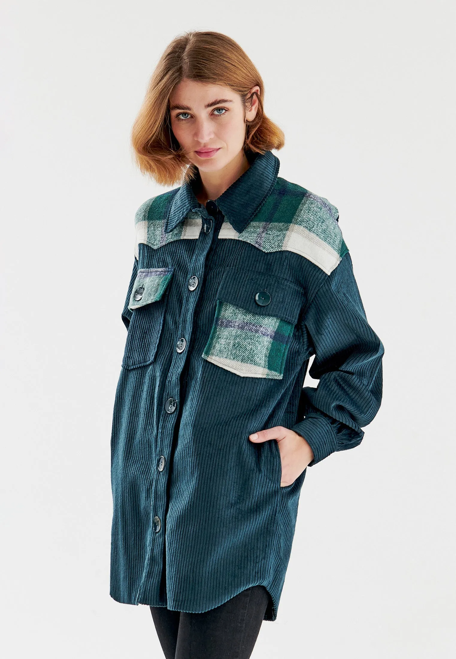 Silver Green shirt jacket