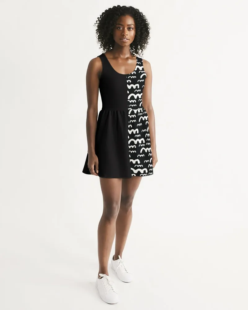 SMF Waves Feminine Scoop Neck Skater Dress
