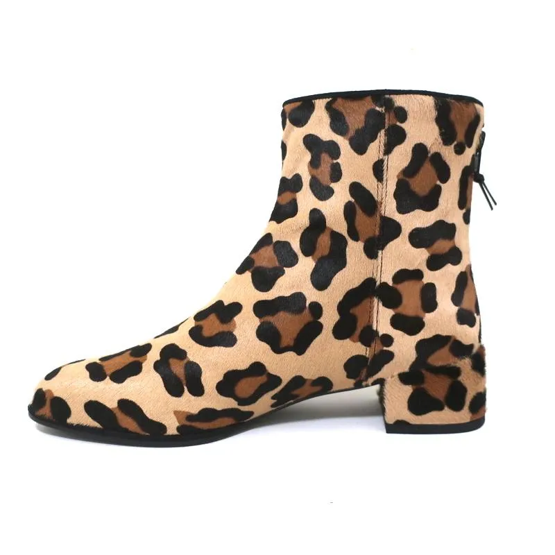 Stuart Weitzman Ankle Boots Modesto Leopard Print Pony Hair Size 8 NEW