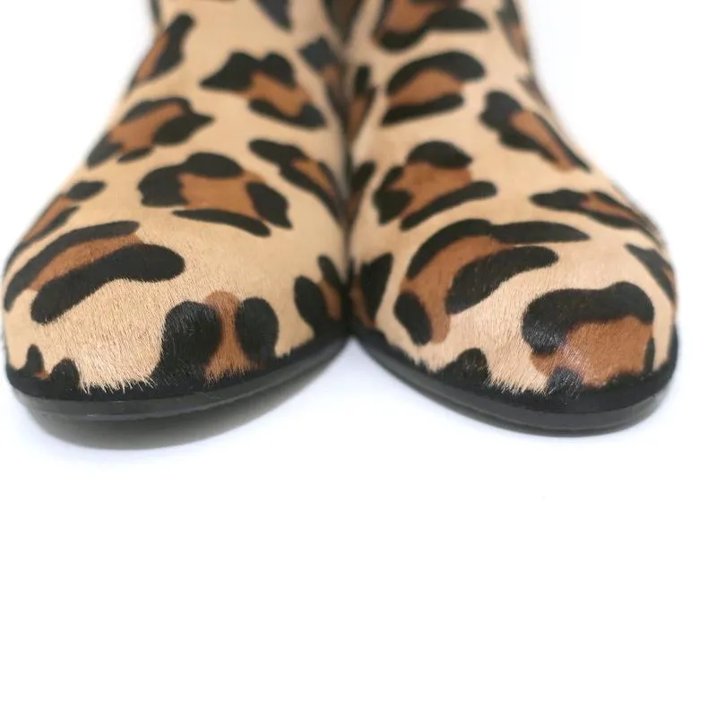 Stuart Weitzman Ankle Boots Modesto Leopard Print Pony Hair Size 8 NEW