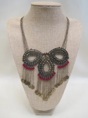 Treska | Bib Necklace Gold, Red, Turquoise
