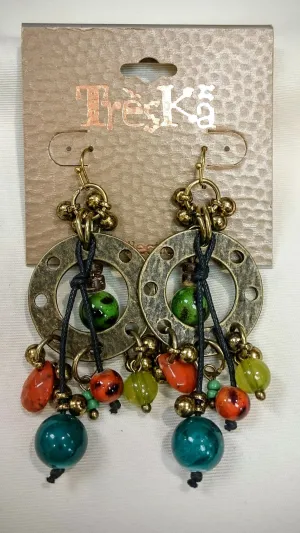 Treska | Metal Disc Earrings with Dangle