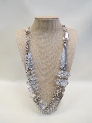 Treska | Silver & Clear Chunky Statement Necklace