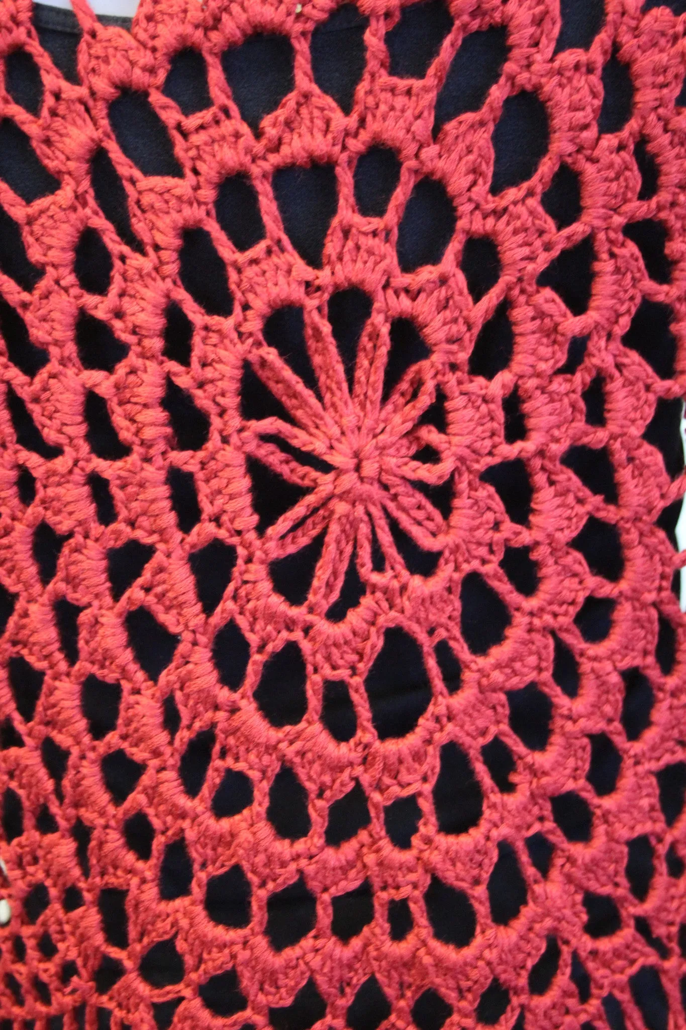 Umgee | Crochet Knit Fringe Kimono Red
