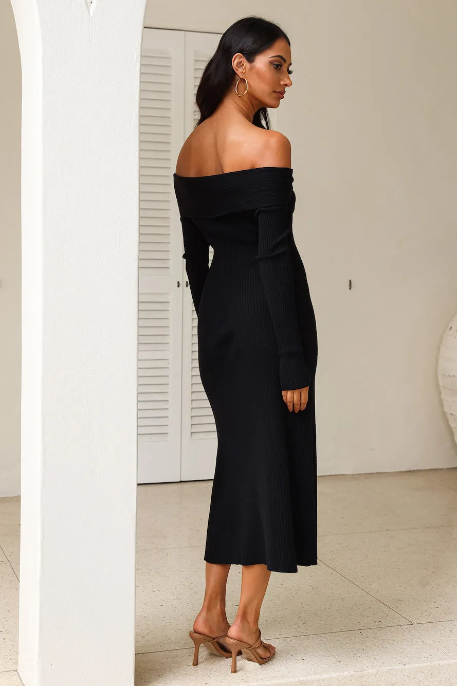 Unfolding Adventure Midi Dress Black