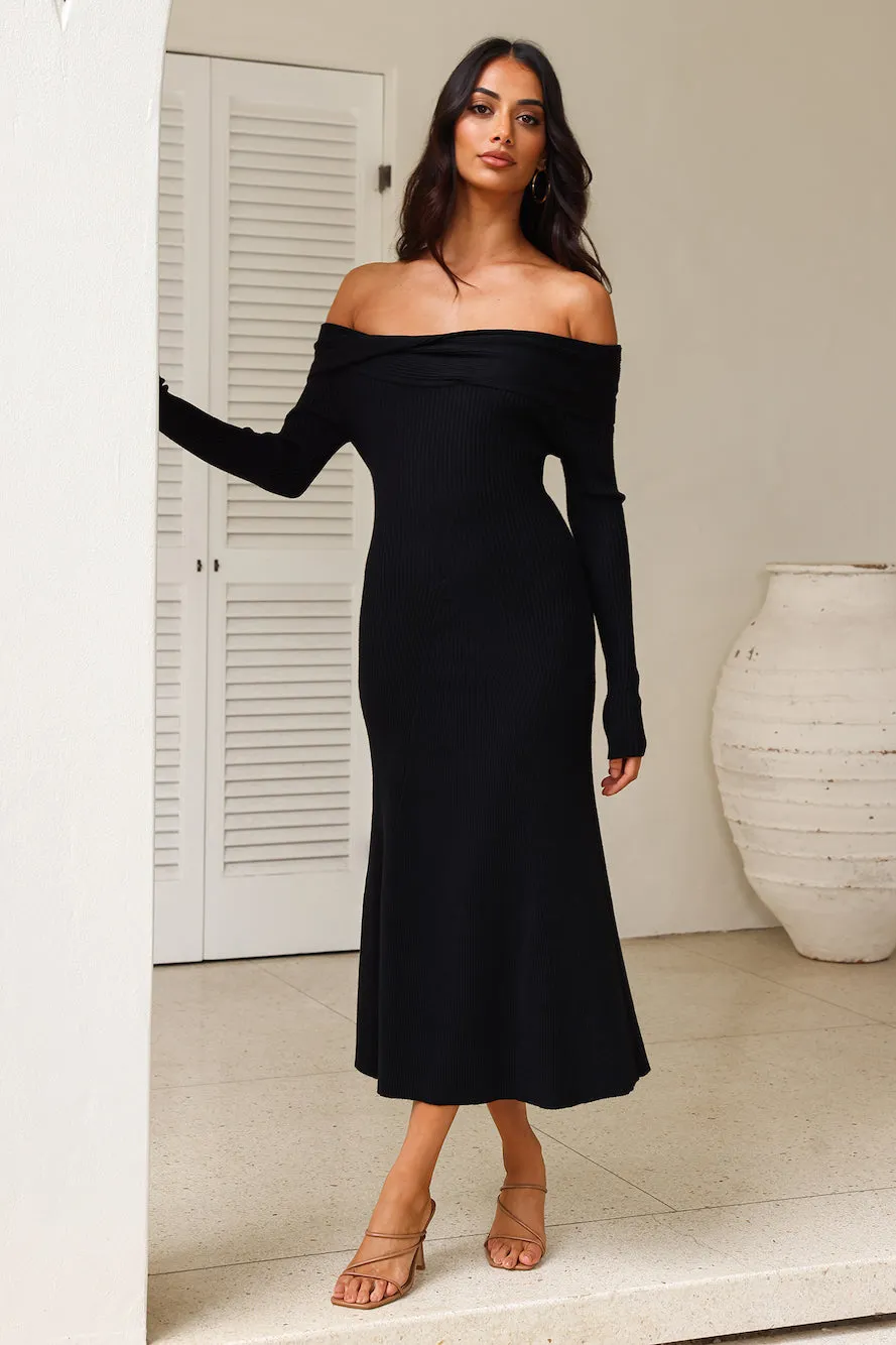 Unfolding Adventure Midi Dress Black
