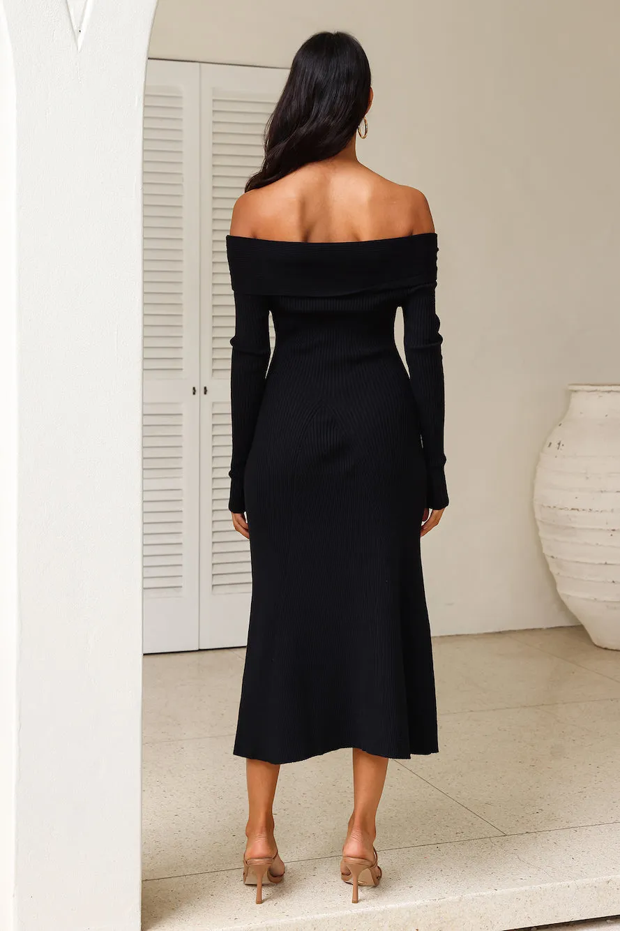 Unfolding Adventure Midi Dress Black