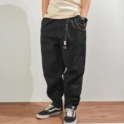 Washed Four Seasons Japanese Retro Tapered Cargo Pants - Men's Fashion Loose Straight CityBoy American Casual Trousers