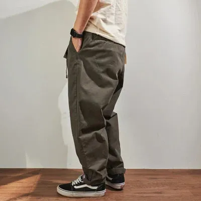 Washed Four Seasons Japanese Retro Tapered Cargo Pants - Men's Fashion Loose Straight CityBoy American Casual Trousers