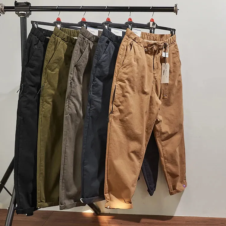 Washed Four Seasons Japanese Retro Tapered Cargo Pants - Men's Fashion Loose Straight CityBoy American Casual Trousers