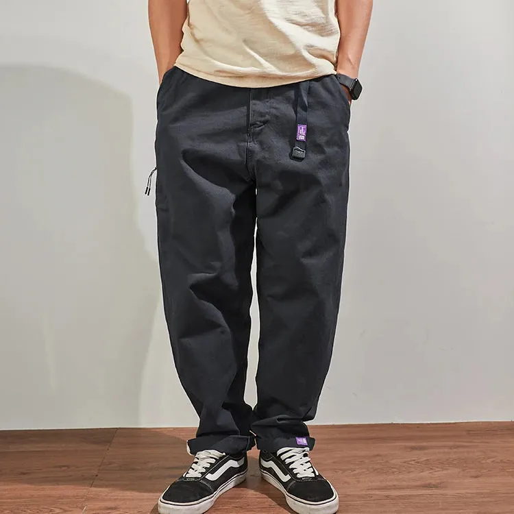 Washed Four Seasons Japanese Retro Tapered Cargo Pants - Men's Fashion Loose Straight CityBoy American Casual Trousers