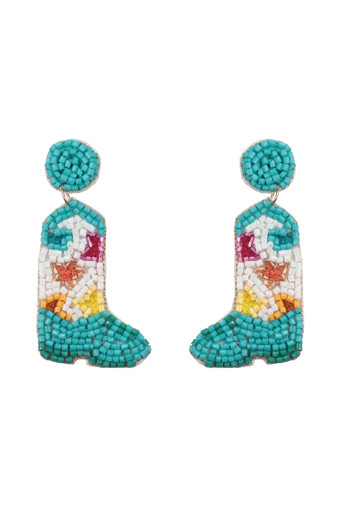 WESTERN BOOTS SEED BEAD DROP EARRINGS