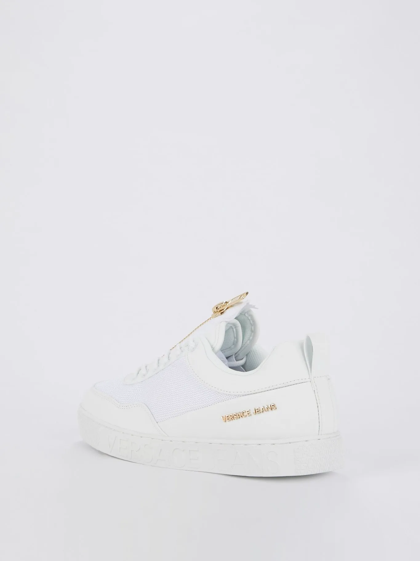 White Zip Up Mesh Sneakers