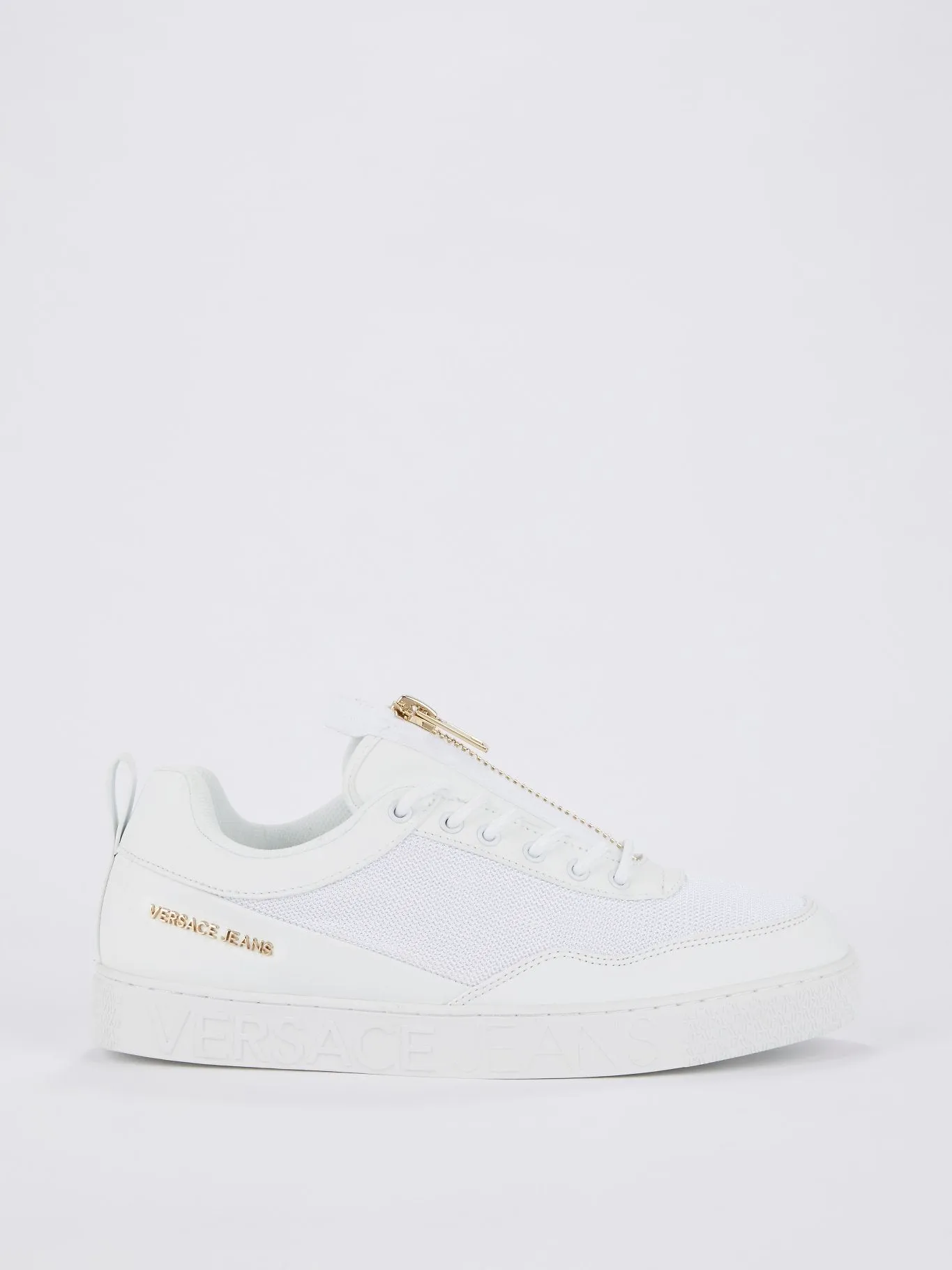 White Zip Up Mesh Sneakers
