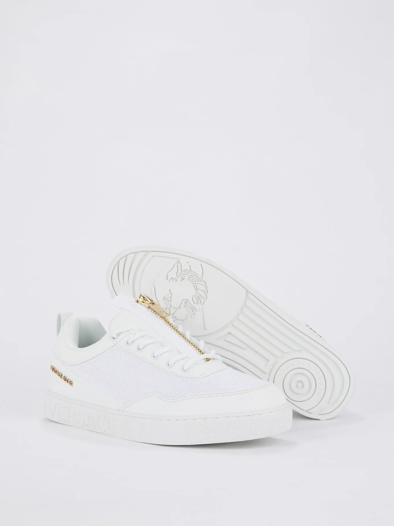White Zip Up Mesh Sneakers