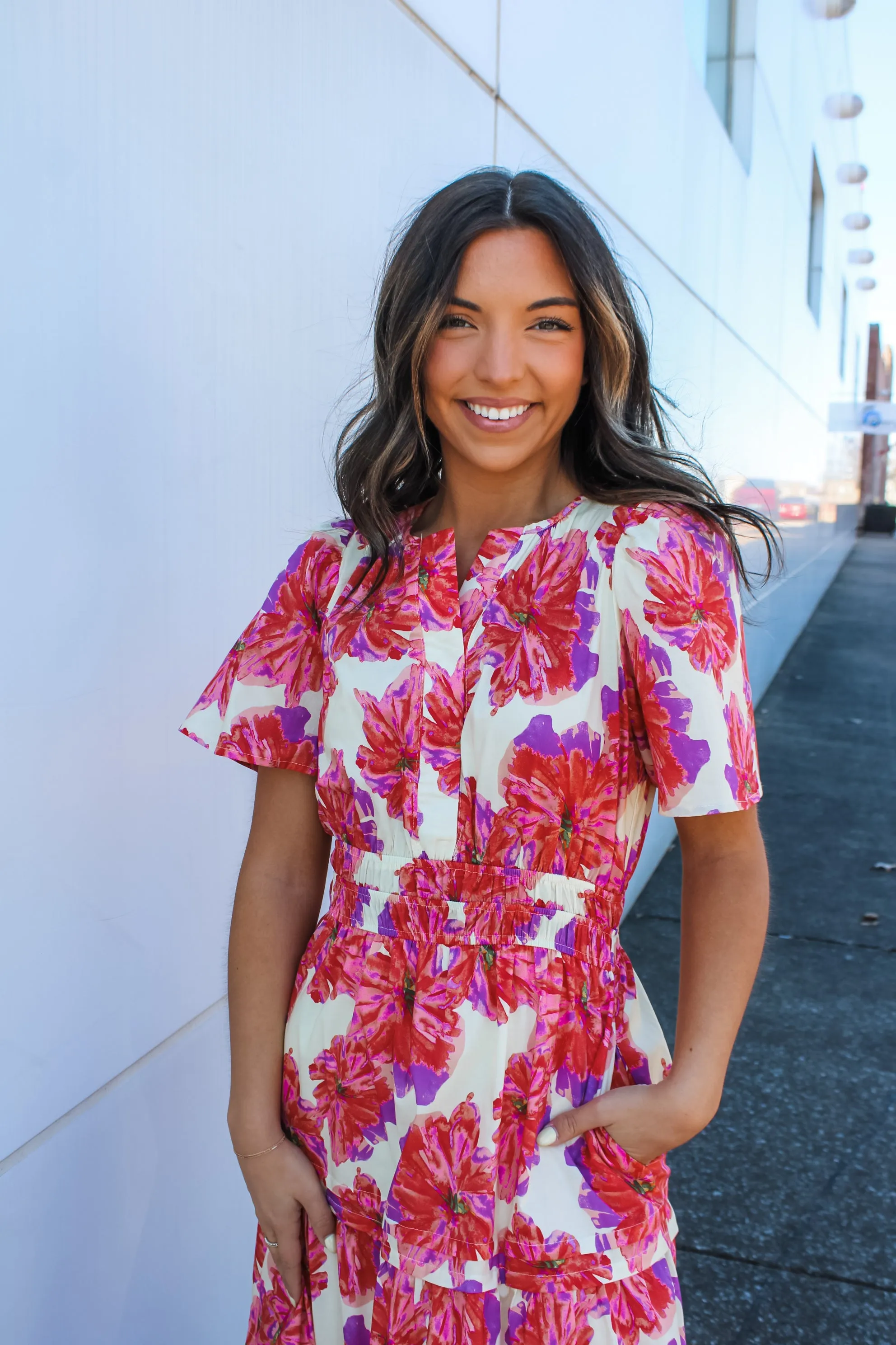 Wildflower Meadow Poplin Midi • Red
