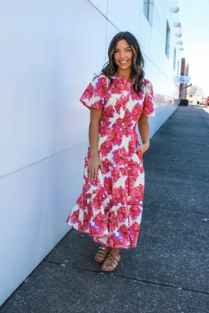 Wildflower Meadow Poplin Midi • Red