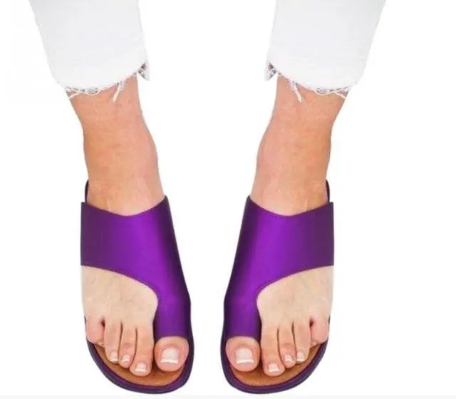 Women Comfy Platform Sandal Shoes Feet Correct Thickened Street PU Leather Dating Shopping Flat Sole Women Sandal