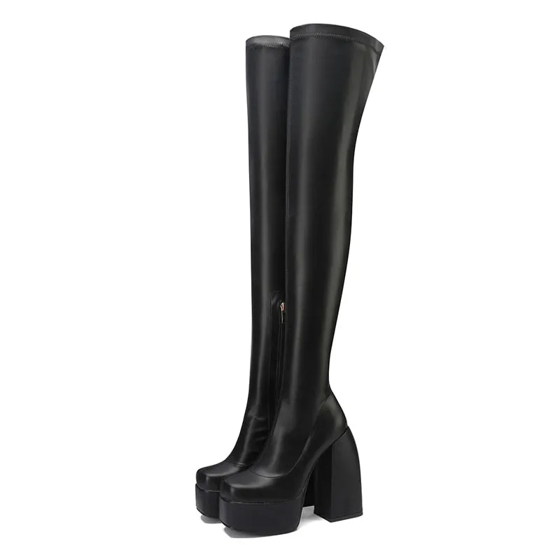 Women Green Purple Over The Knee Boots