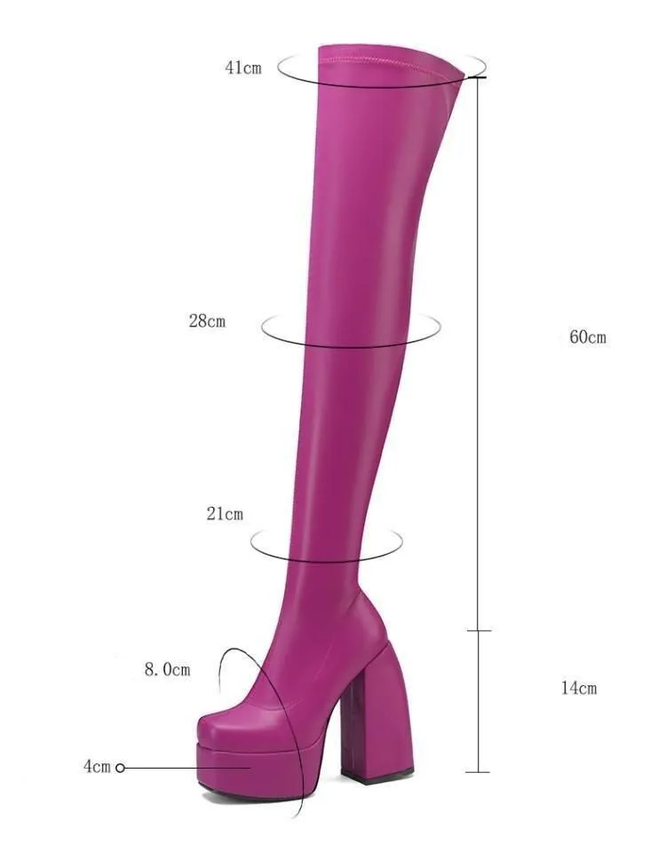 Women Green Purple Over The Knee Boots