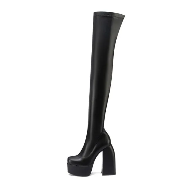 Women Green Purple Over The Knee Boots